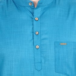 Mens Peacock Blue Short Kurta